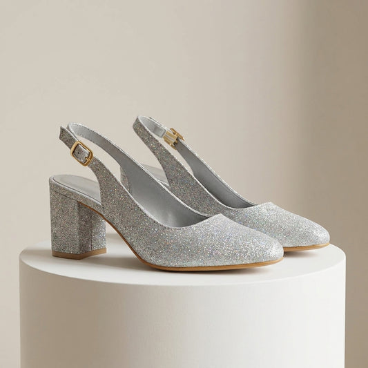 Silver Radiance Slingback Heels