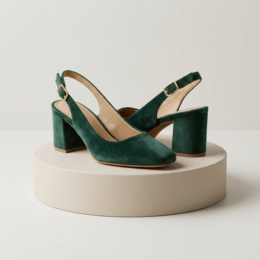 Emerald Suede Slingback Heels