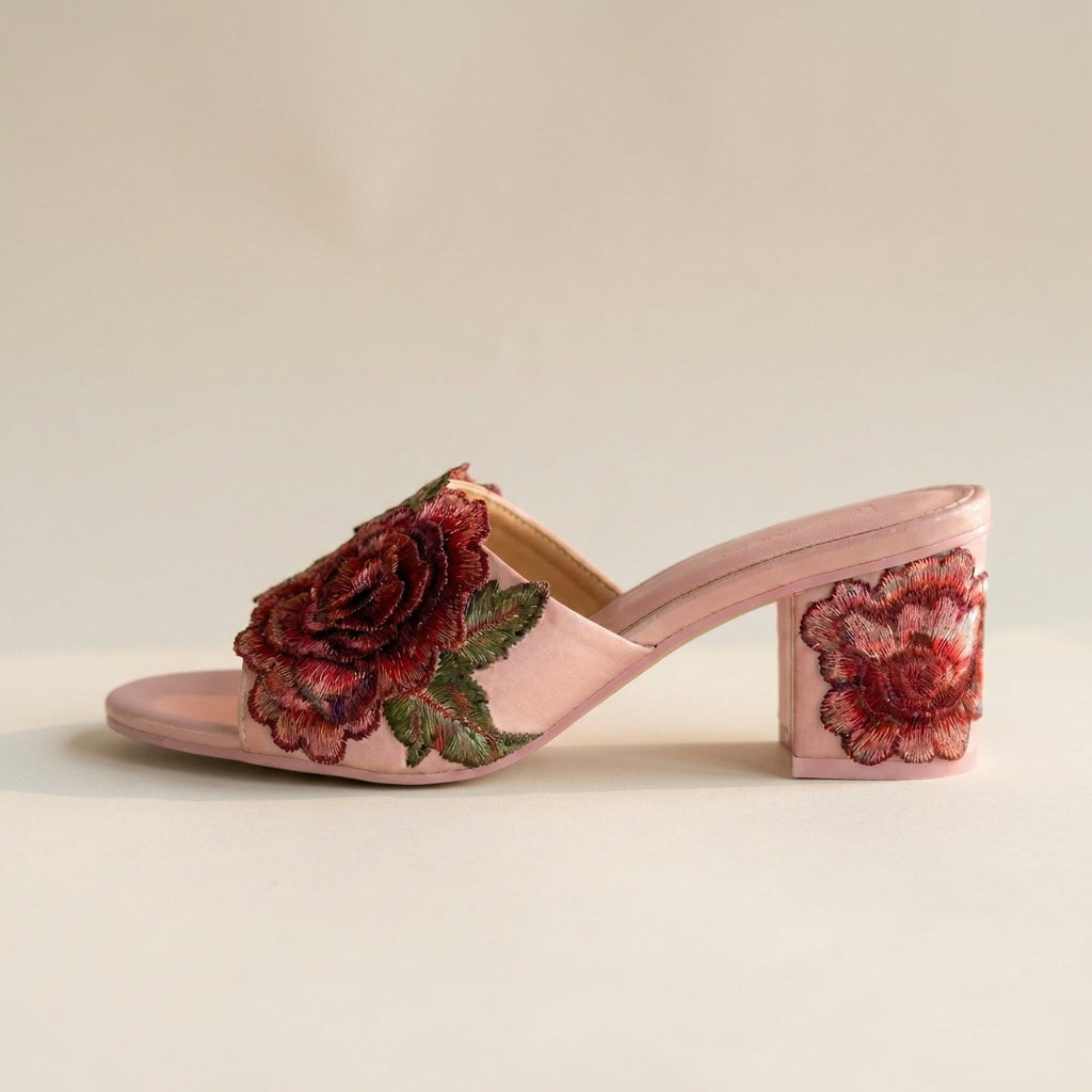 Rose Bloom Slip On Heels