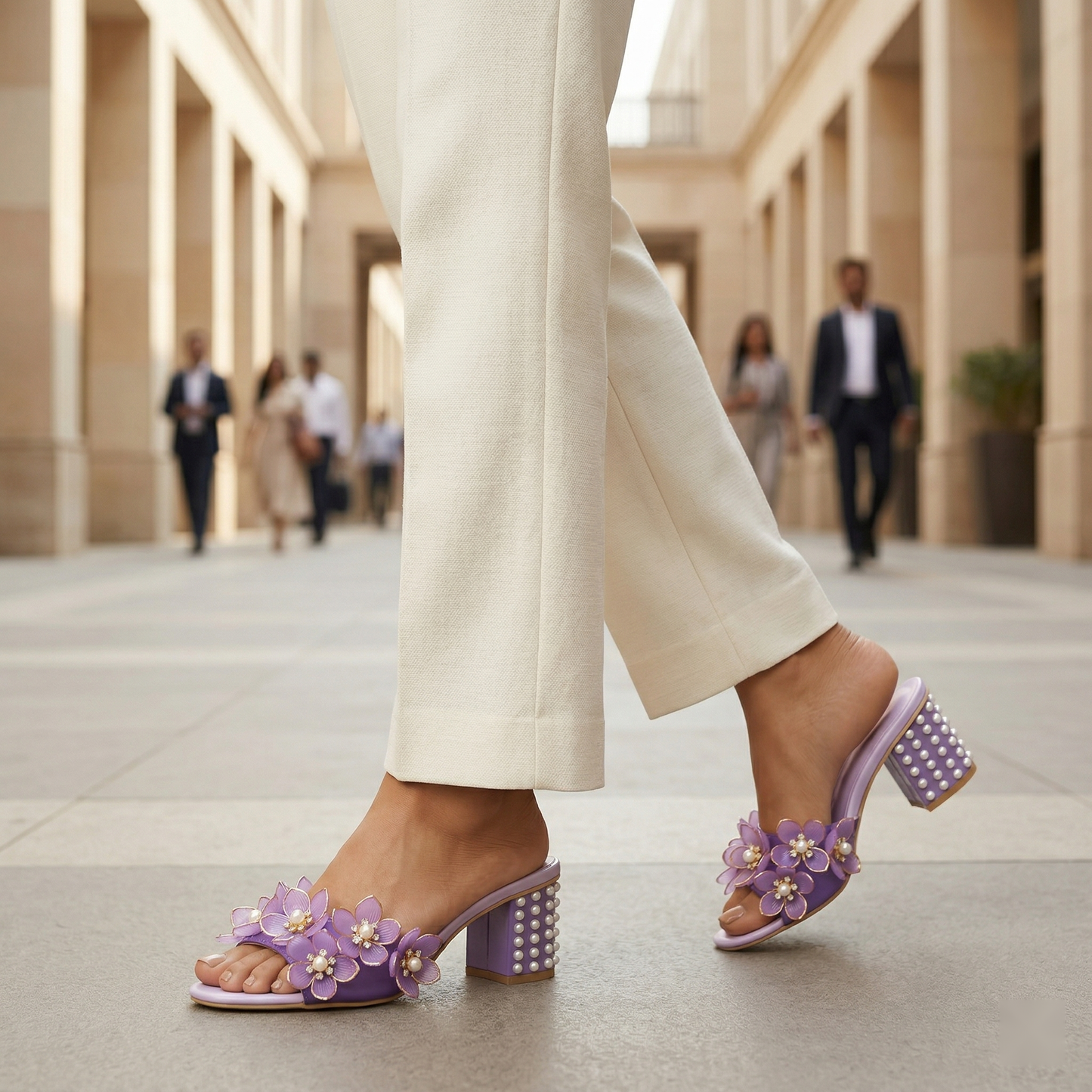 Violette Floral Mule Heels