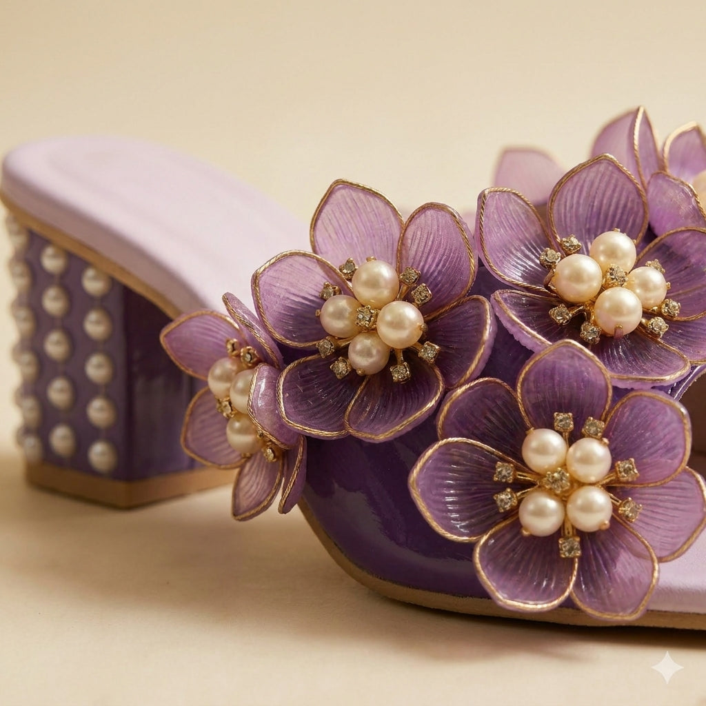 Violette Floral Mule Heels