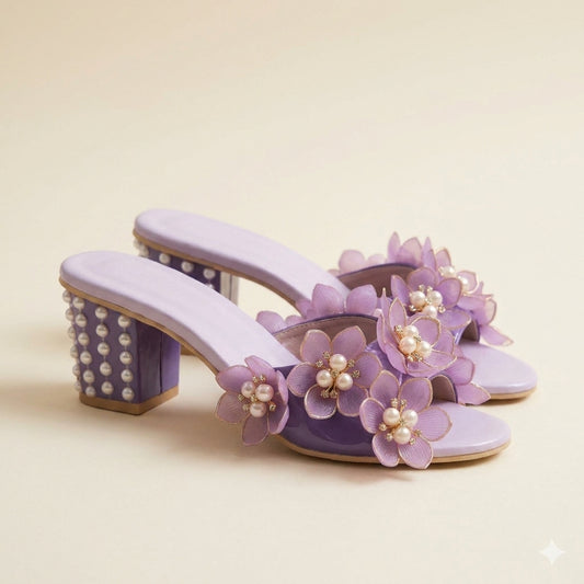 Violette Floral Mule Heels