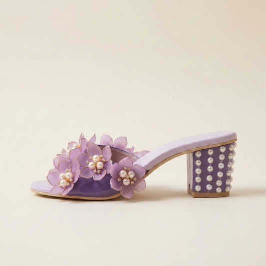 Violette Floral Mule Heels