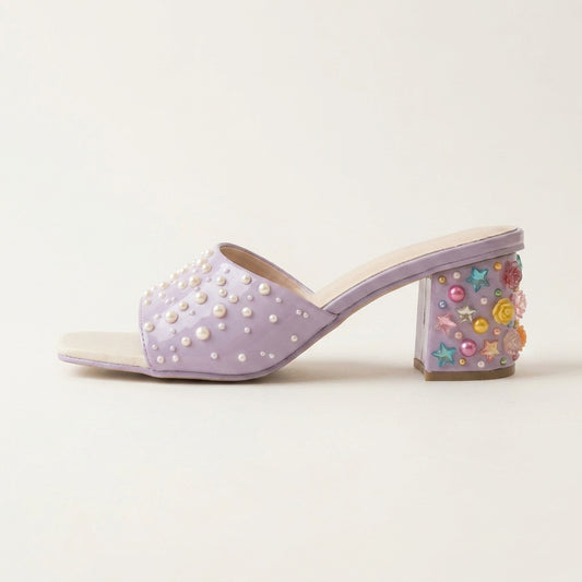 Pearl Scatter Block Heel Mules