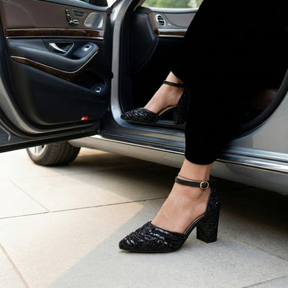 Midnight Royale Black Block Heels