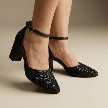 Midnight Royale Black Block Heels