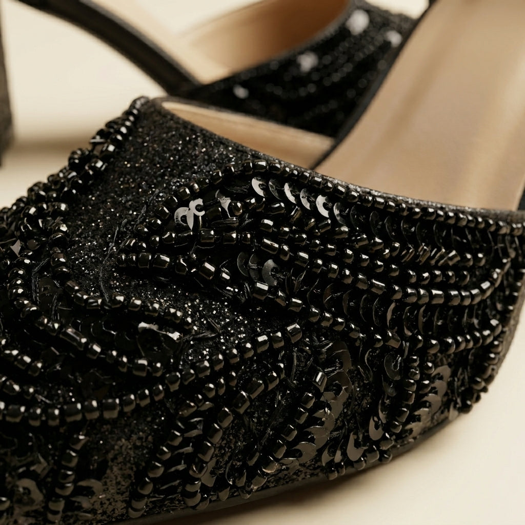 Midnight Royale Black Block Heels