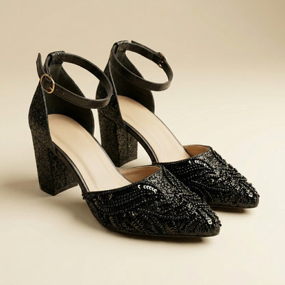 Midnight Royale Black Block Heels