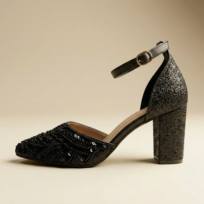 Midnight Royale Black Block Heels