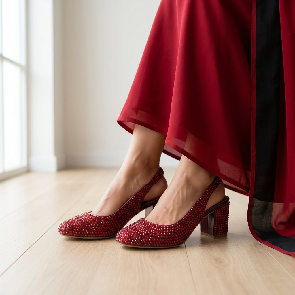 Ruby Radiance Slingback Heels