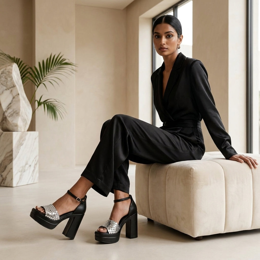 Black Mirage Mirror Platform Heels
