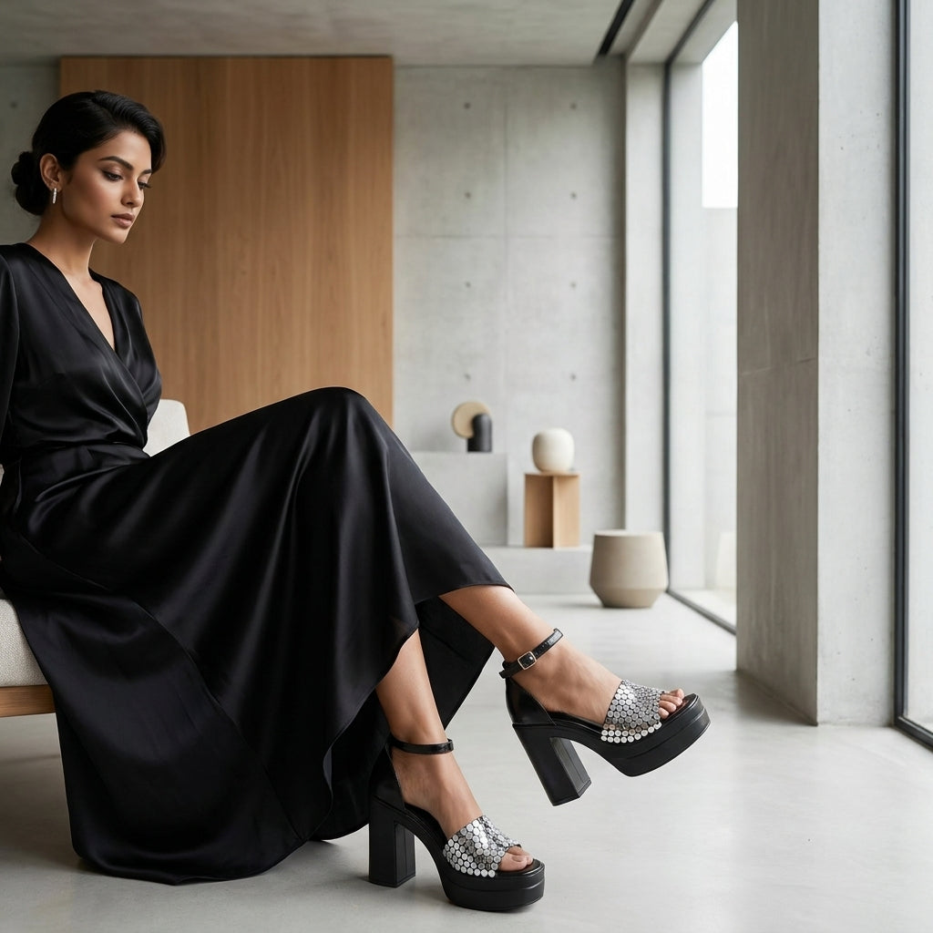 Black Mirage Mirror Platform Heels