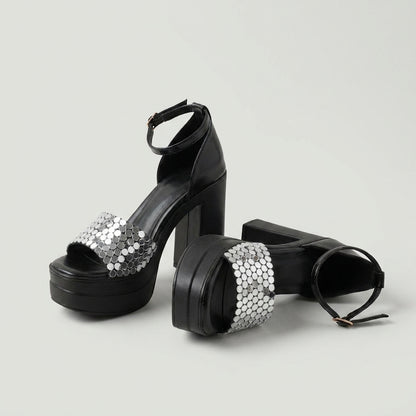 Black Mirage Mirror Platform Heels