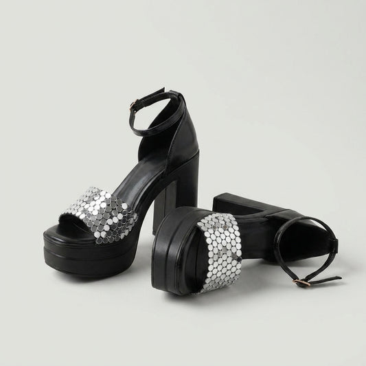 Black Mirage Mirror Platform Heels