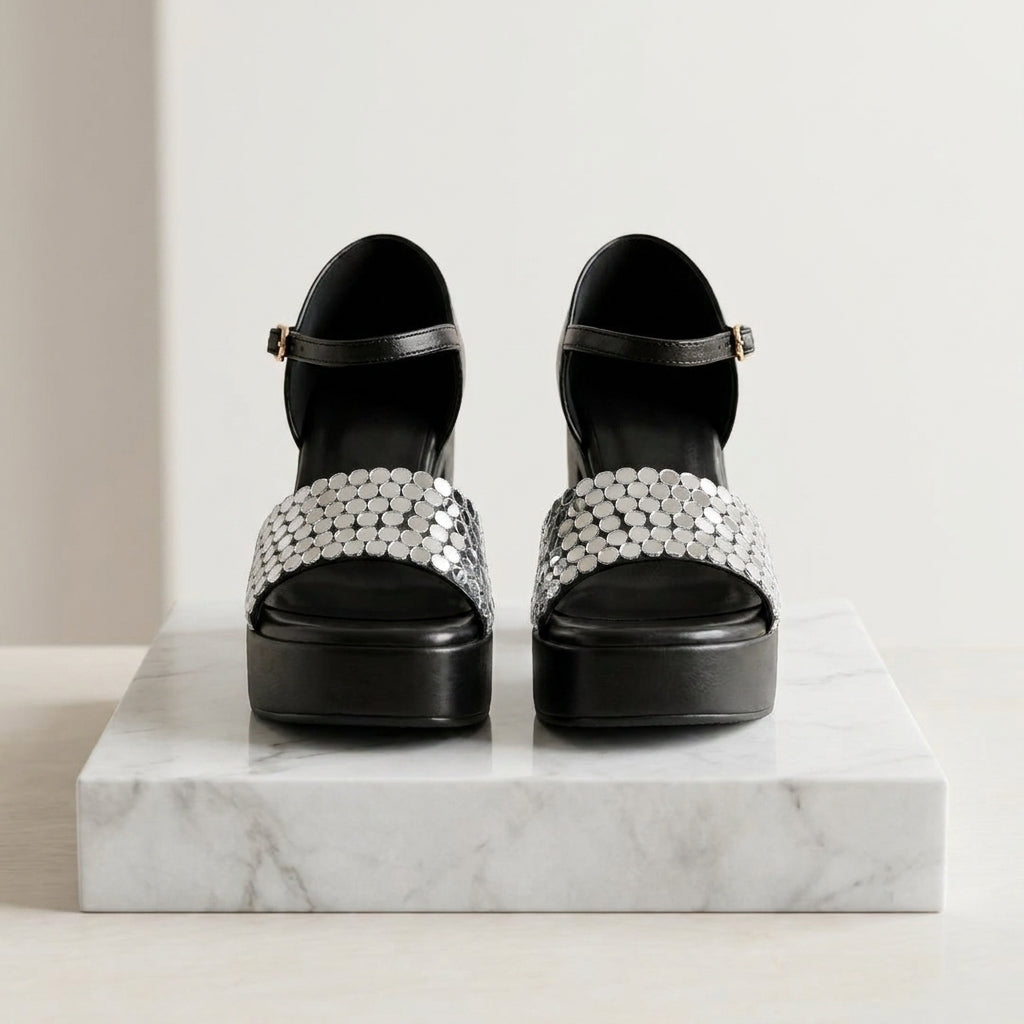 Black Mirage Mirror Platform Heels