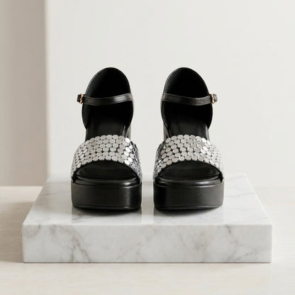 Black Mirage Mirror Platform Heels