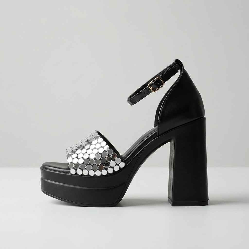 Black Mirage Mirror Platform Heels