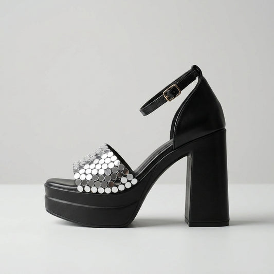 Black Mirage Mirror Platform Heels