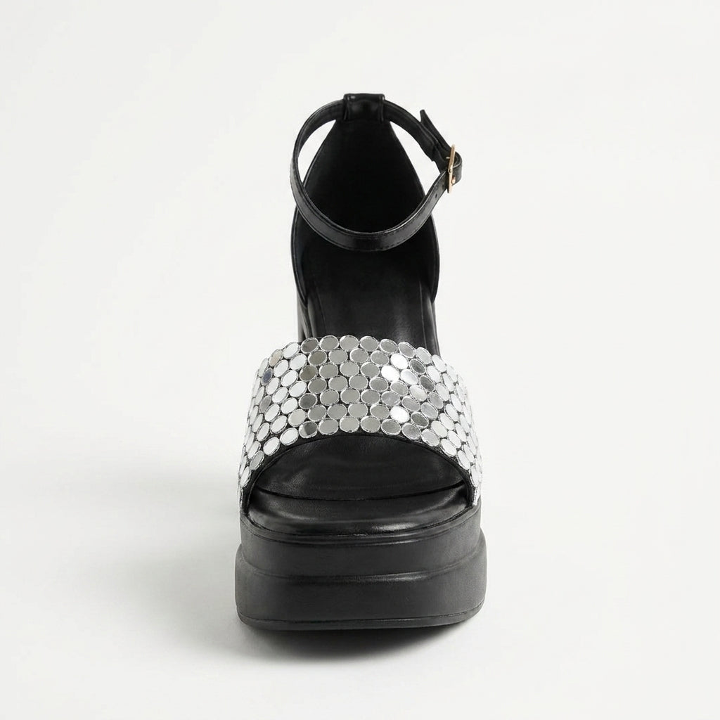 Black Mirage Mirror Platform Heels