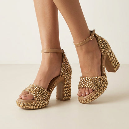 Golden Topaz Crystal Platform Heels