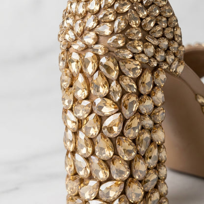 Golden Topaz Crystal Platform Heels