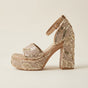 Champagne Fern Sequin Platform Heels