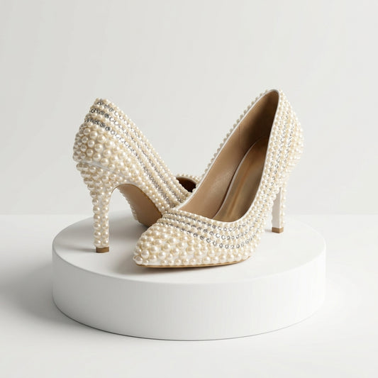 Ivory Pearl Embellished Stiletto Heels