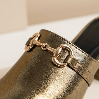 Antique Gold Metallic Mules