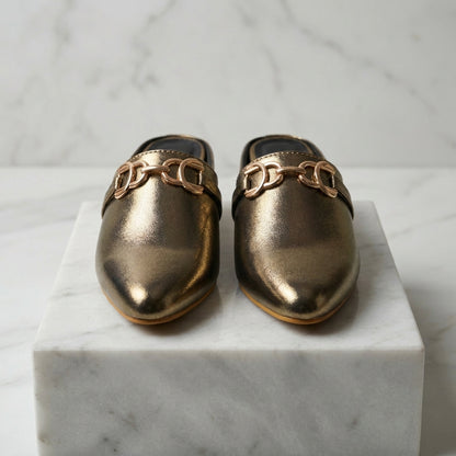 Antique Gold Metallic Mules