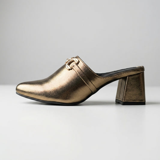 Antique Gold Metallic Mules