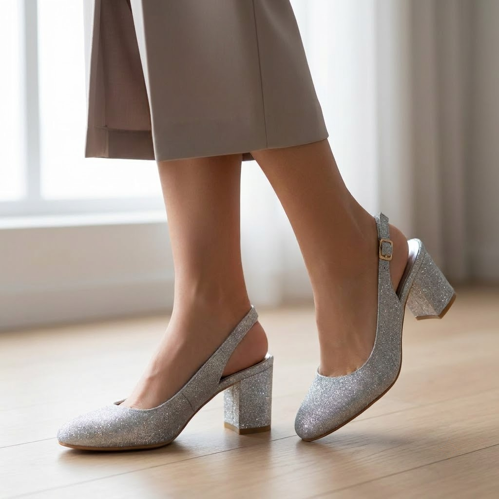 Silver Radiance Slingback Heels