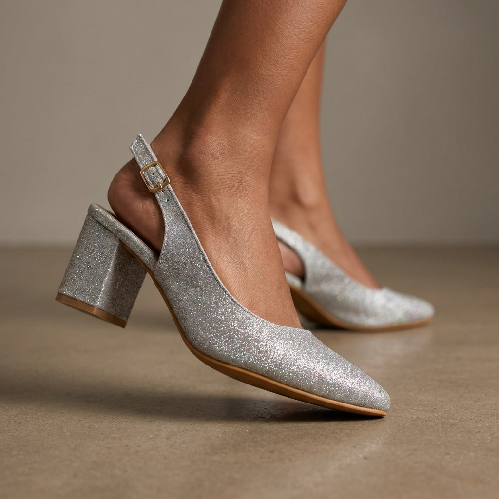 Silver Radiance Slingback Heels