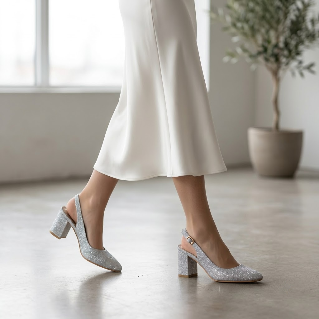 Silver Radiance Slingback Heels