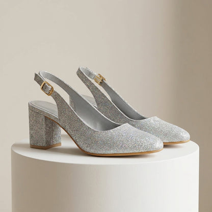 Silver Radiance Slingback Heels