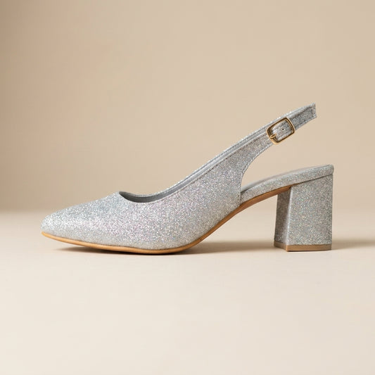 Silver Radiance Slingback Heels