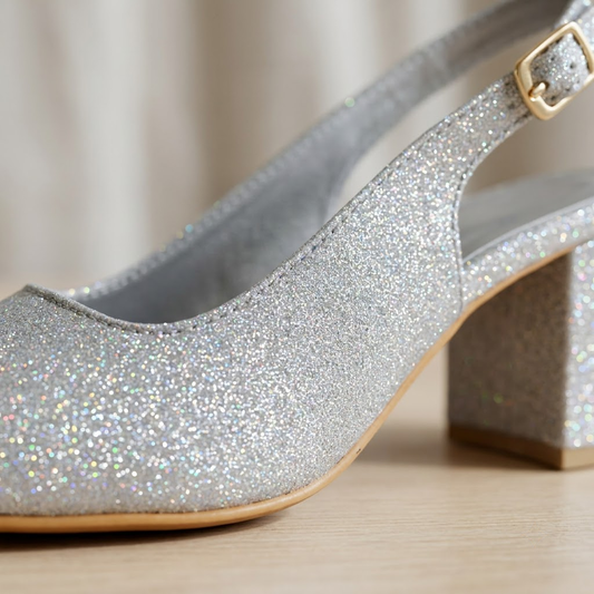 Silver Radiance Slingback Heels