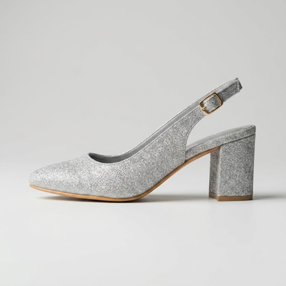 Silver Radiance Slingback Heels