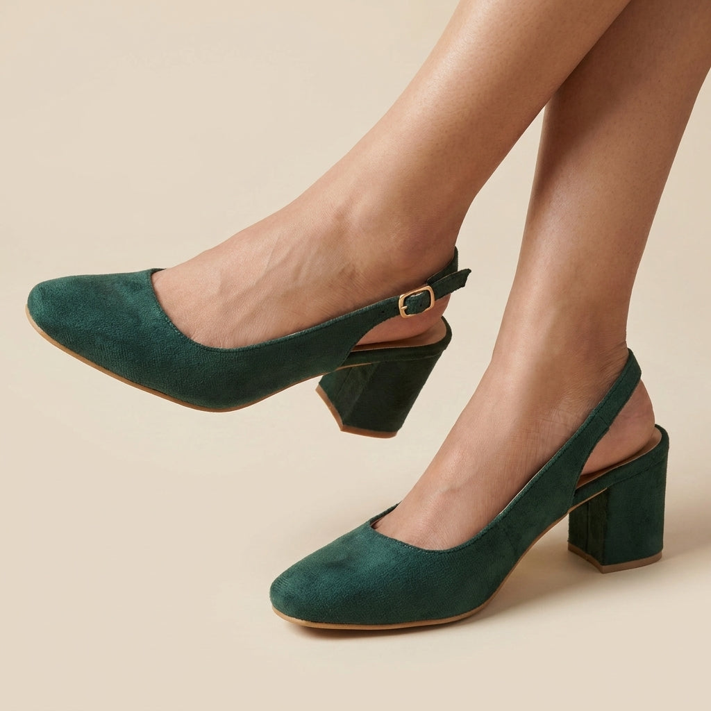 Emerald Suede Slingback Heels