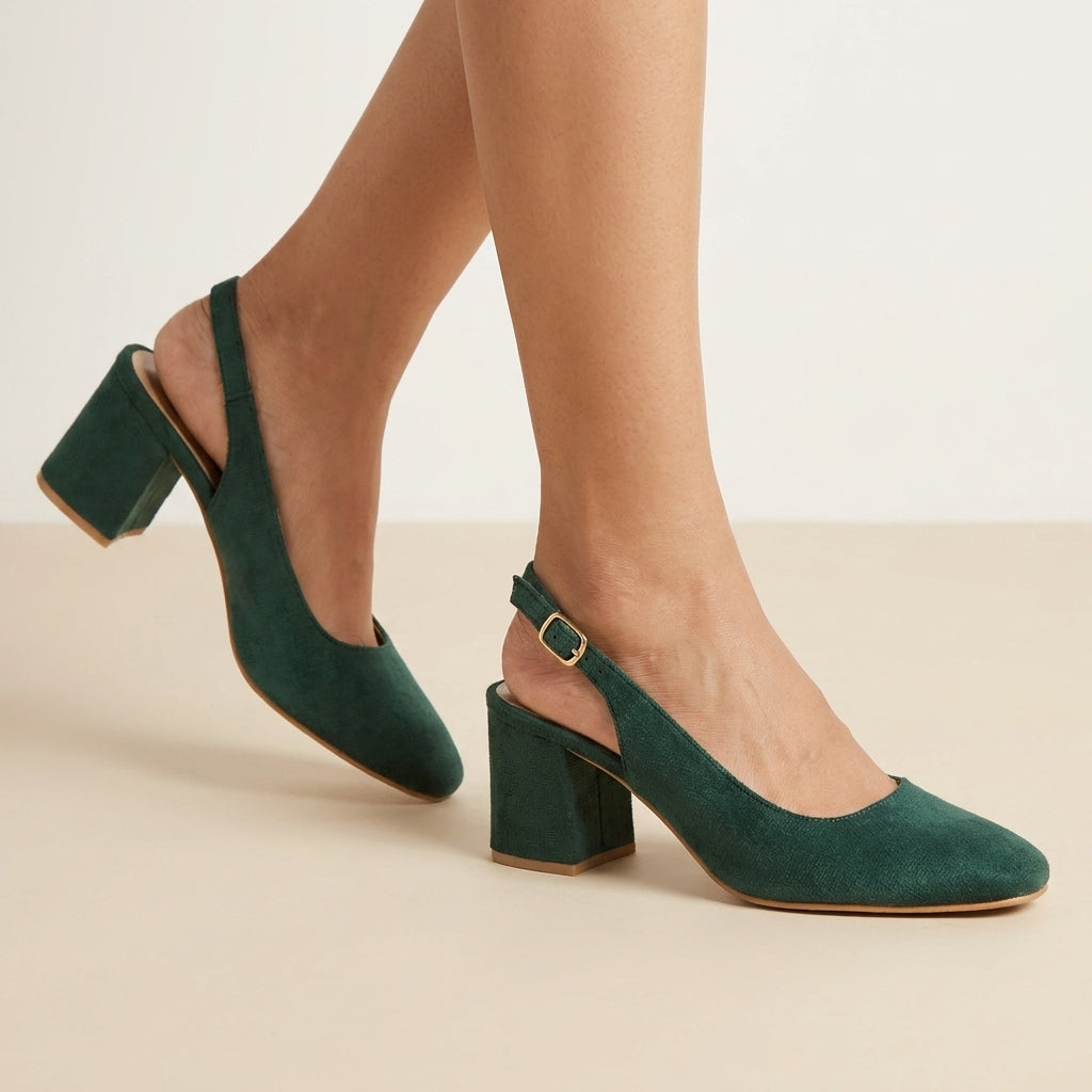 Emerald Suede Slingback Heels