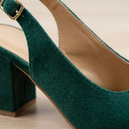 Emerald Suede Slingback Heels