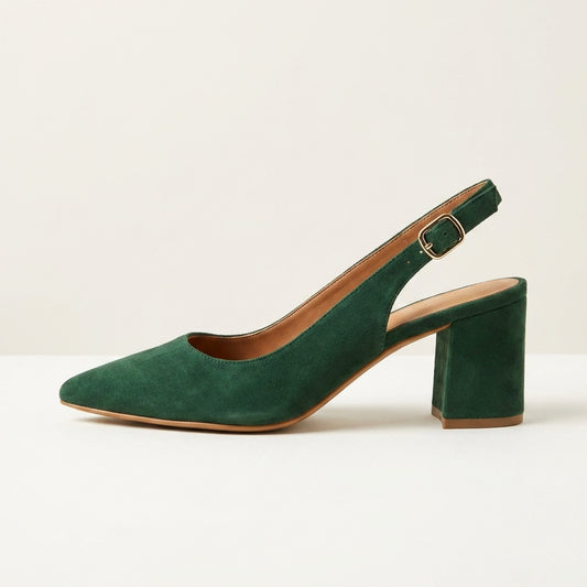 Emerald Suede Slingback Heels