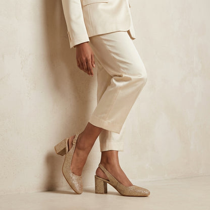 Champagne Shimmer Slingback Heels