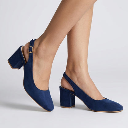 Midnight Blue Suede Slingbacks