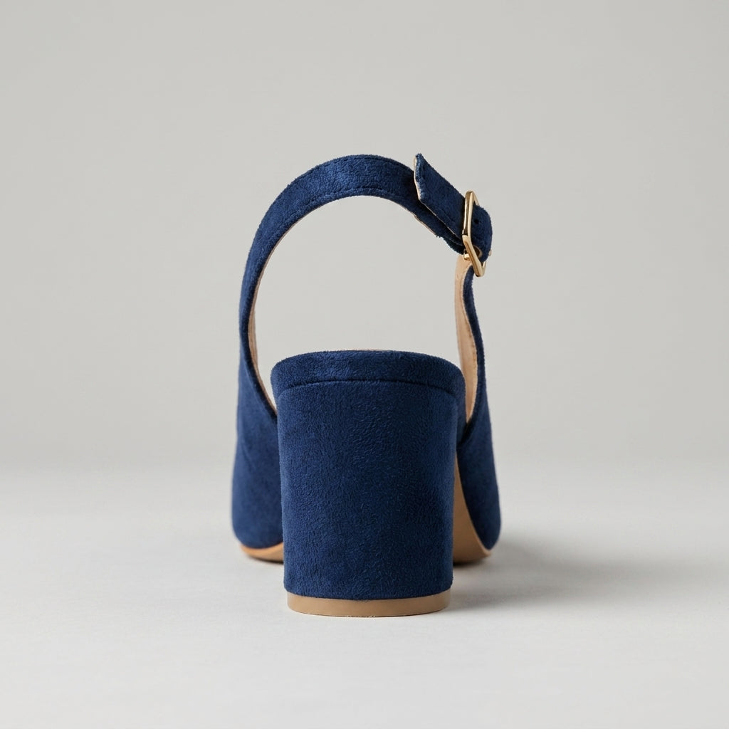 Midnight Blue Suede Slingbacks