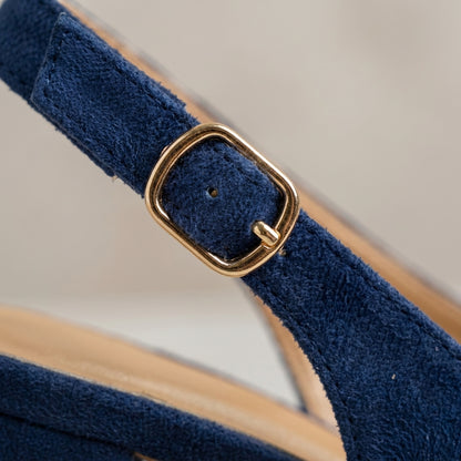 Midnight Blue Suede Slingbacks