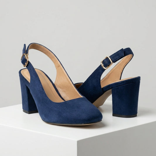 Midnight Blue Suede Slingbacks
