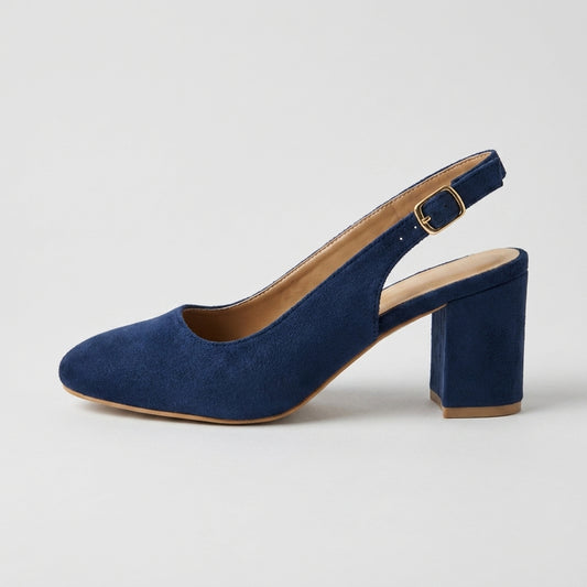 Midnight Blue Suede Slingbacks