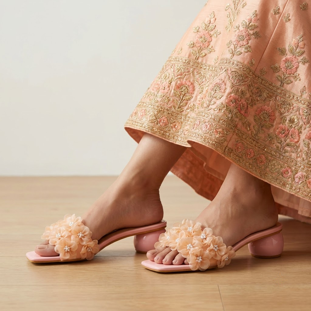 Blush Pearl-Corsage Orb-Heel Slides