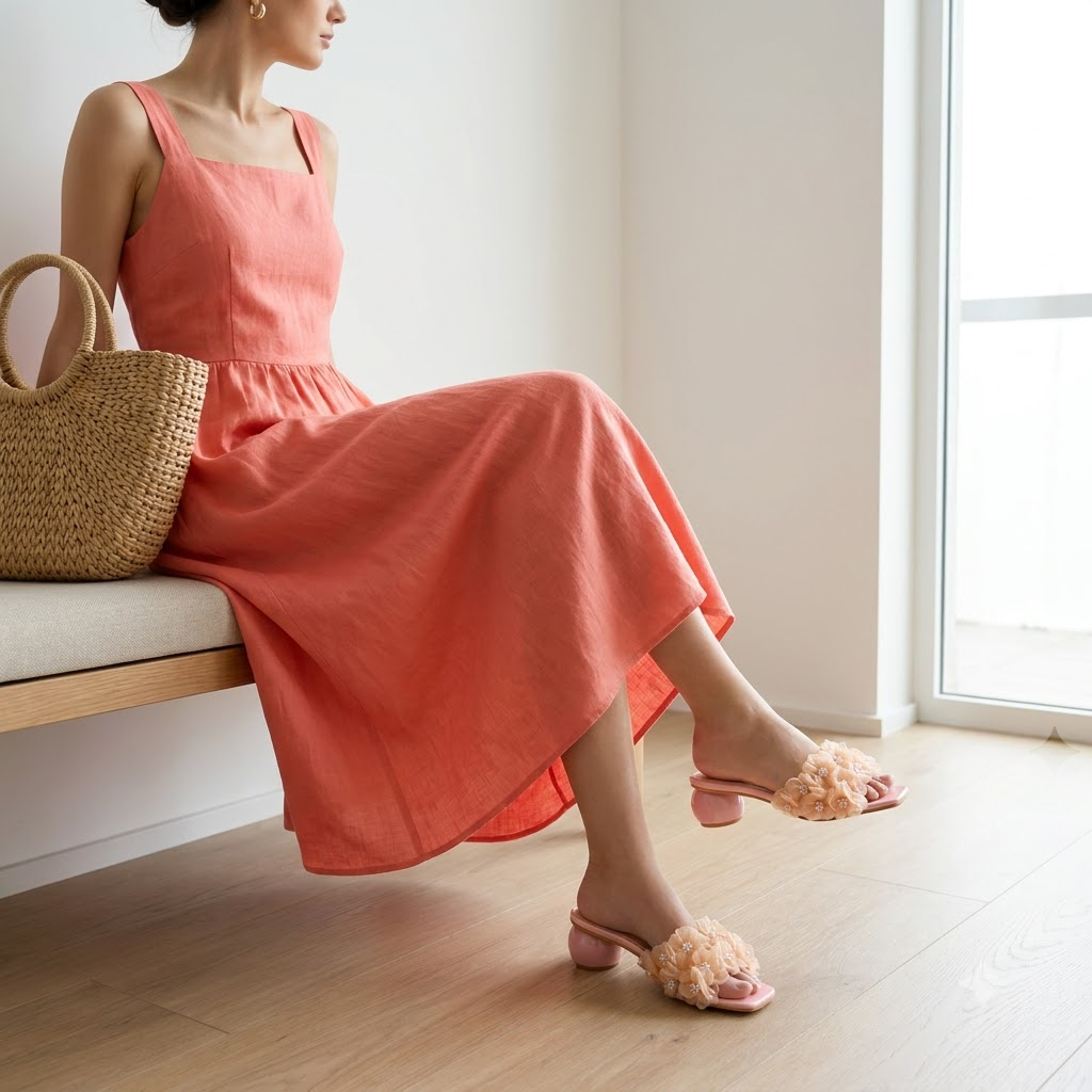 Blush Pearl-Corsage Orb-Heel Slides