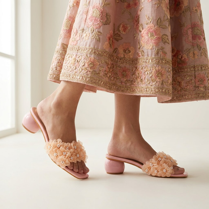 Blush Pearl-Corsage Orb-Heel Slides